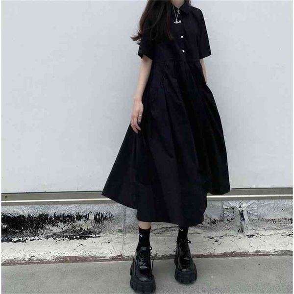 Japanisches Lolita-Kleid für Damen, Frühling, Herbst, lang, Midi, Kawaii, Vintage, Schwarz, schick, XXL 210630
