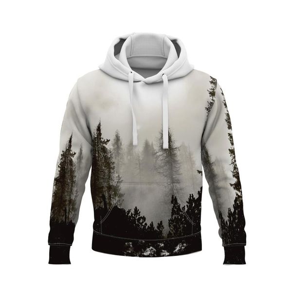 

men's hoodies & sweatshirts natural scenery 3d print hoodie tree long sleeve leaves women harajuku streetwear kids boys clothing, Black