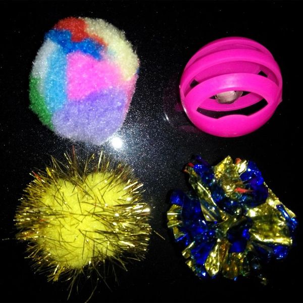 

westrice cat toy 4 small 4cm toys value pet packs plastic ball nylon mylar gold