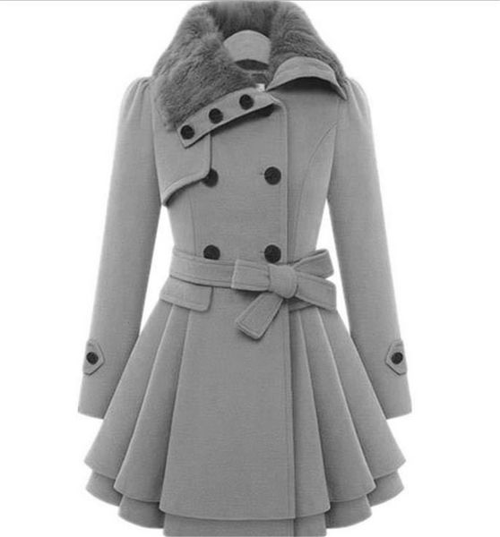 

coat womens jacket plus skin size double collar breasted thin manteau femme skirt outerwear style, Tan;black
