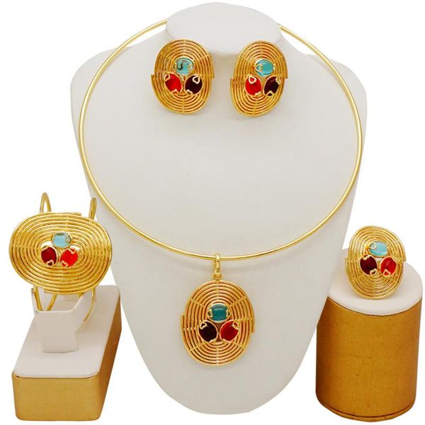 

earrings & necklace african jewelry set big dubai ethiopian gold jewelery sets earring bracelet ring for women bridal party gift, Silver