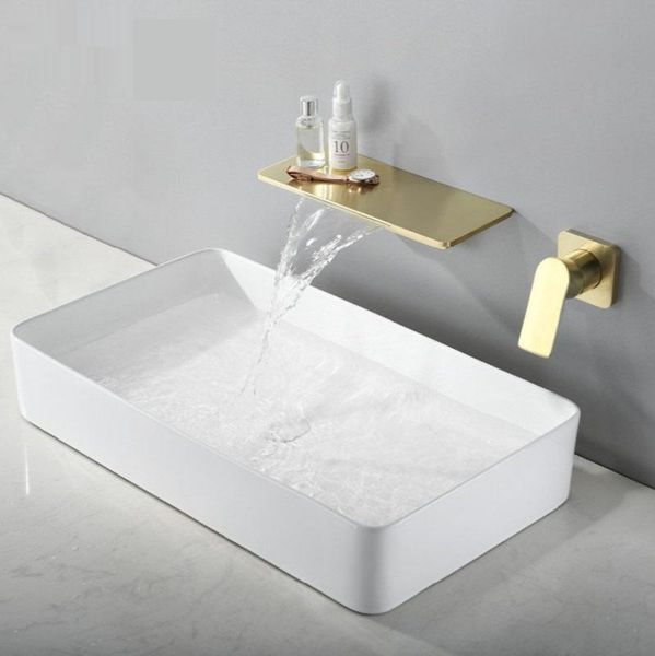 

bathroom sink faucets hidden wall-mounted basin faucet mablack brass waterfall and cold water