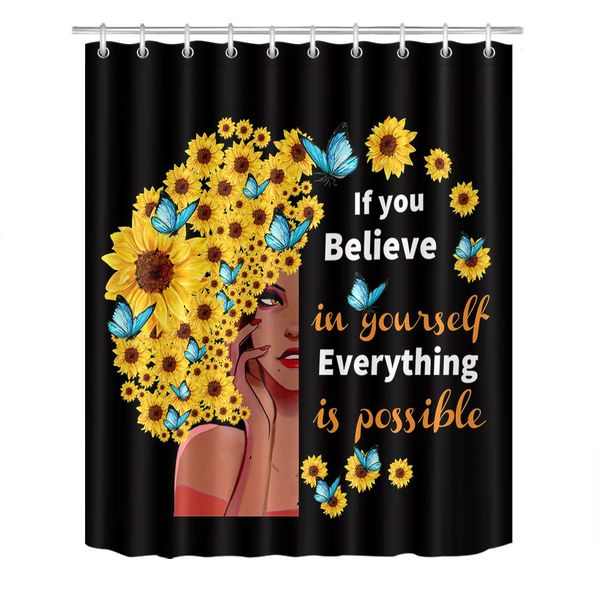 

sunflower black girl shower curtain african american girl with flowers butterflies black art afro shower curtain bathroom