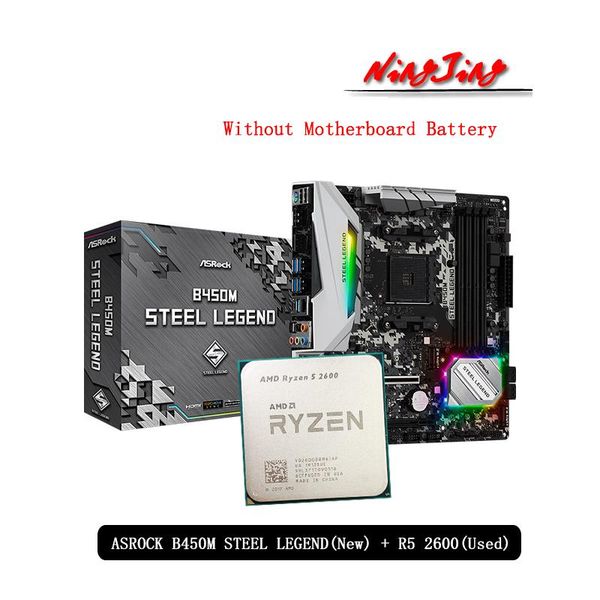 

motherboards amd ryzen 5 2600 r5 original used cpu + asrock b450m steel legend motherboard suit socket am4 without cooler