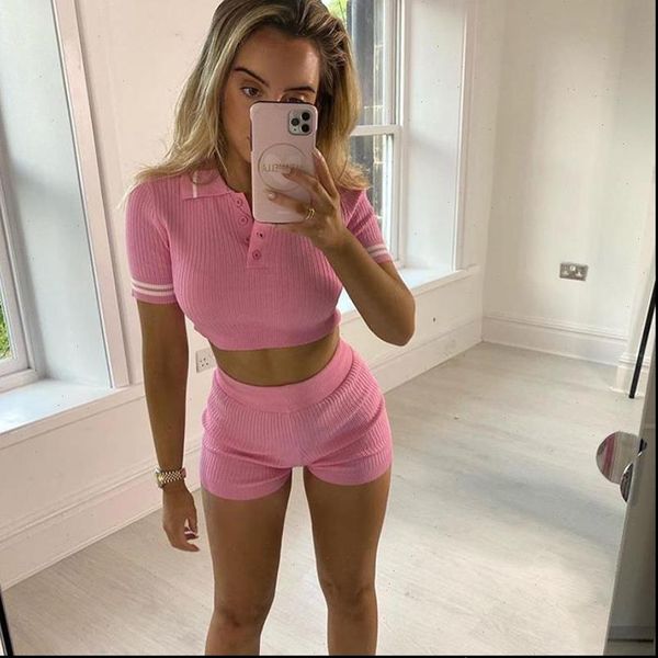 

fitness womens tracksuits tracksuit women two piece outfits button elastic hight crop biker shorts set casual summer skinny streetwear, Gray