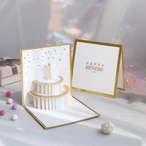 

greeting cards 1pcs 3d happy birthday card for girl kids christmas wedding cake -up postcards gifts