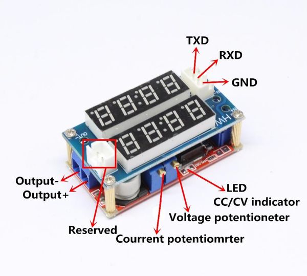

integrated circuits 2 in 1 xl4015 5a adjustable power cc/cv step-down charge module led driver voltmeter ammeter constant current voltage