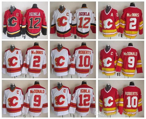 

Men 12 Jarome Iginla Jersey Calgary Flames 2 Al Macinnis 9 Lanny McDonald 10 Gary Roberts Vintage CCM Stitched Hockey Jerseys, Colour 7