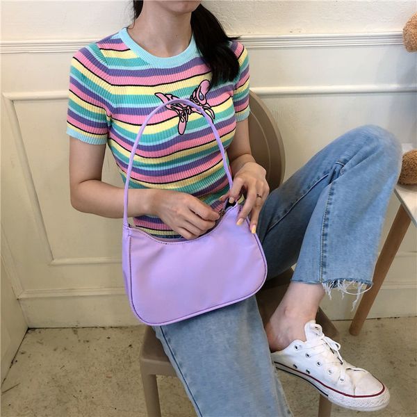 

fashion candy color ladies armpit retro nylon female hobos handbag vintage design women uette shoulder bag clutch purse lj210203