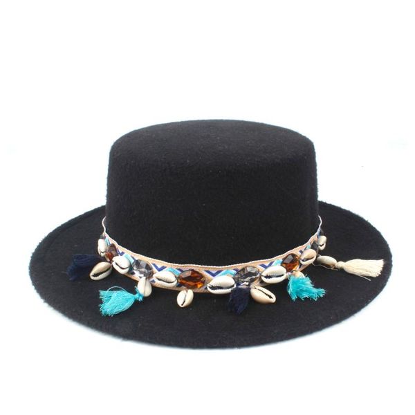 

women flat hat winter lady travel wild fedora boater vintage trilby queen fascinator size 56-58cm wide brim hats, Blue;gray