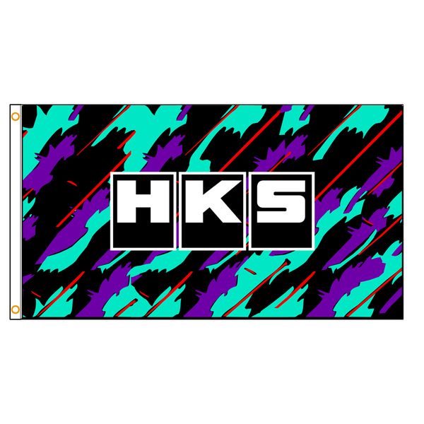 

3x5fts hks flag for car racing garage decoration banner polyester indoor outdoor