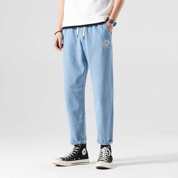 

jeans men's spring and summer stretch casual pants korean slim straight jeans pants, Blue