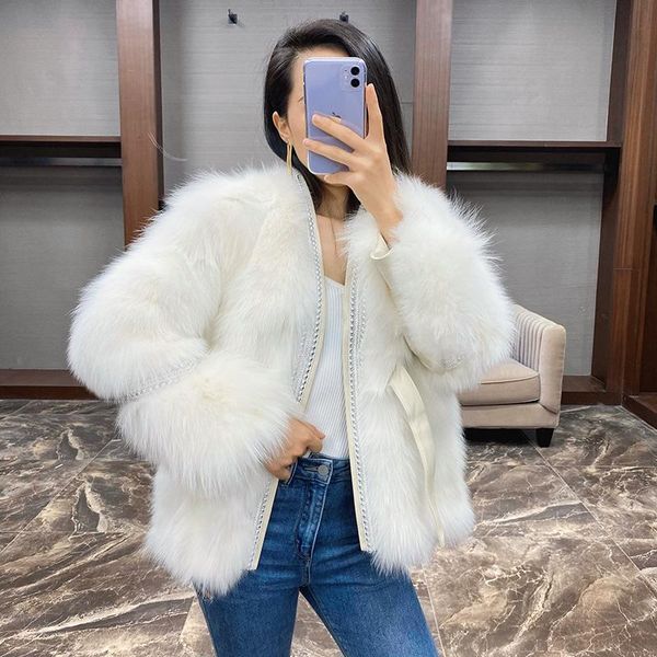 

women's fur & faux real coat elegant female jacket autumn winter coats and jackets women 2021 clothing femmes manteaux zjt1215, Black