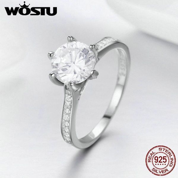 

cluster rings wostu 925 sterling silver 3 round cz finger ring for women luxury wedding anniversary engagement jewelry gift fir342, Golden;silver