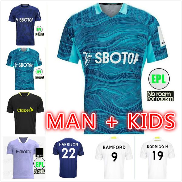 

men kids kit leeds soccer jerseys firpo junior phillips raphinha 21 22 harrison hernandez costa bamford alioski clarke t roberts 2021 2022 f, Black;yellow