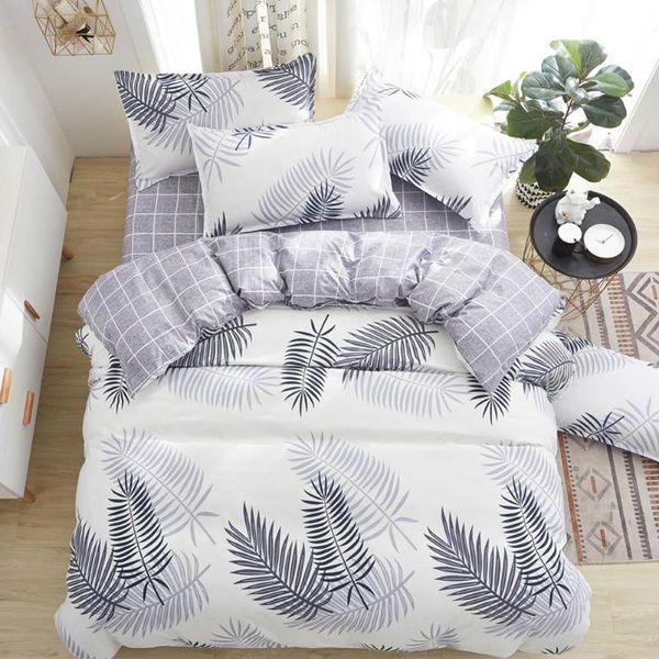 

bedding sets flamingo ins palm leaves feather set 3-4 pieces bed linen (pillowcase sheet duvet cover) single/double//king size