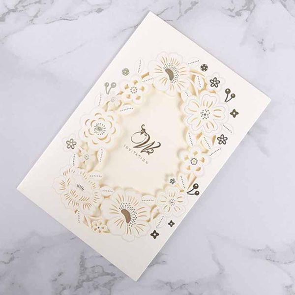 

greeting cards 10 pcs/set korean style business el laser hollow stamping invitation wedding wishes card lc
