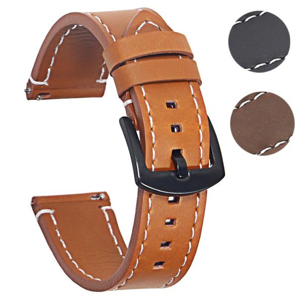 

watch bands genuine leather watchbands bracelet black brown cowhide strap for women men 20mm 22mm wrist band