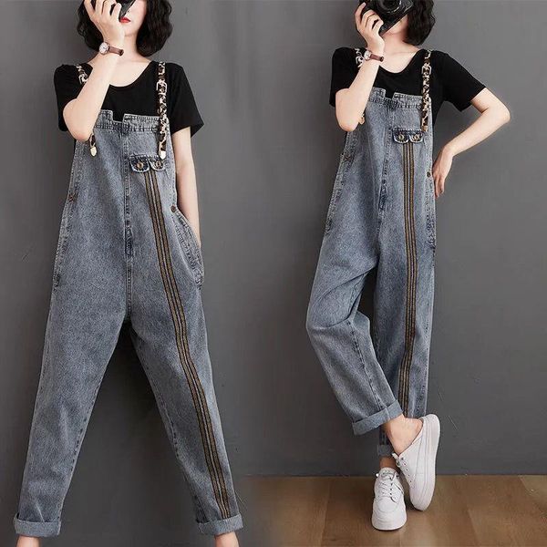 

women's jeans womens sleeveless dungarees rompers casual loose overalls fashion trends pants autumer jumpsuits plus size washed clothin, Blue