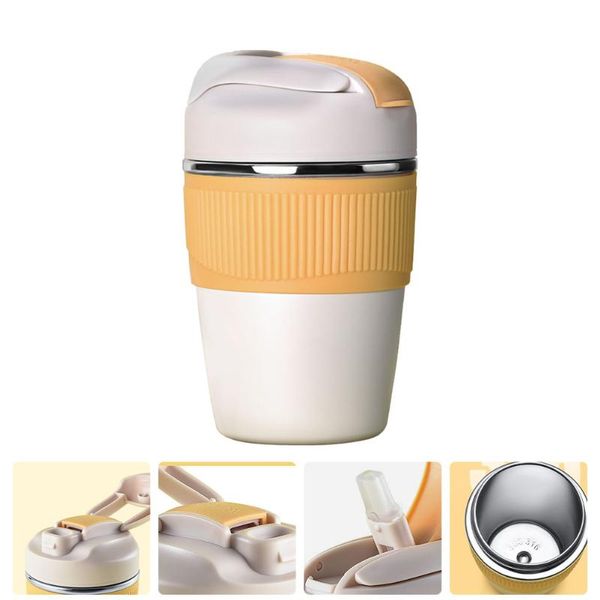 

water bottles 1 pc stainless steel vacuum flask double drinking straw cup beverage