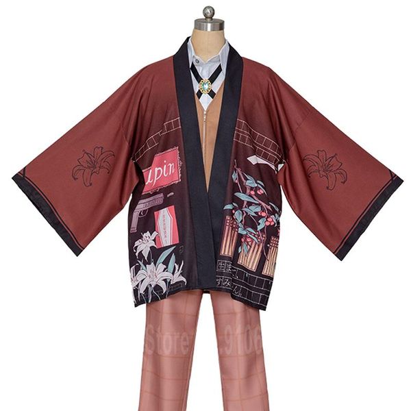 

japanese anime bungo stray dogs kimono haori harajuku style cardigan casual blouse yukata robes dazai osamu cosplay coat ethnic clothin, Red