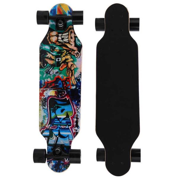 

skateboarding puente professional four-wheel maple longboard alien pattern skateboard for widened and high elastic wheels