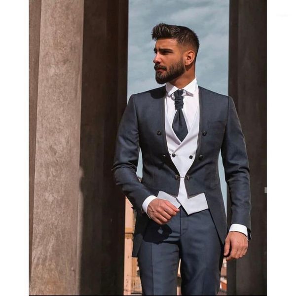 

men's suits & blazers 2021 arrival men suit slim fit 3 piece costume homme groom tuxedo wedding prom party blazer terno jacket+pant+ves, White;black