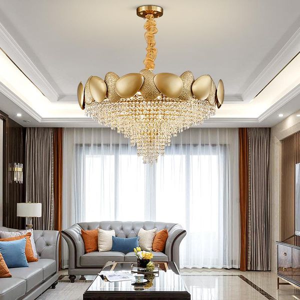 

chandeliers golden irregular crystal chandelier deluxe living room el project decoration light round