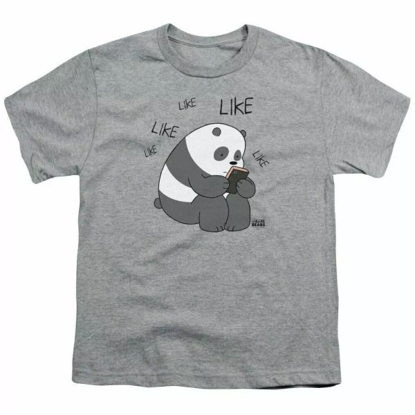 

We Bare Bears Like Like Like Kids Youth T Shirt Licensed Cartoon Tee Sport Gray, White;black