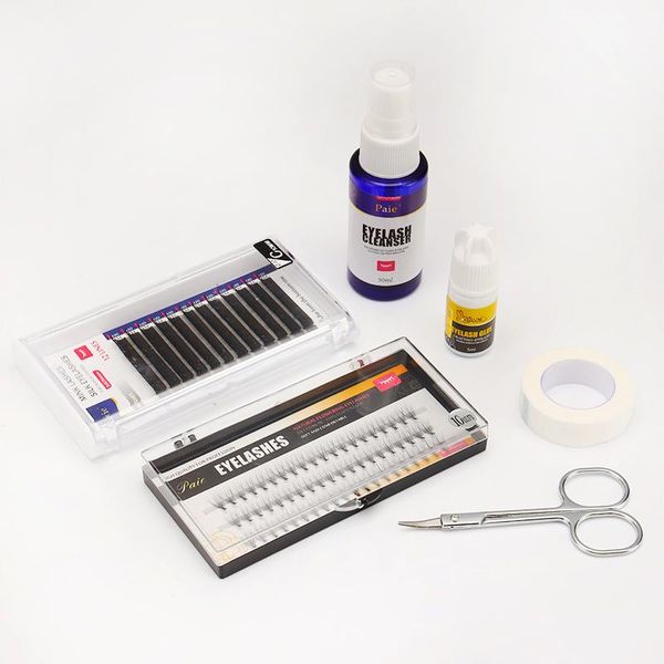 

false eyelashes 16pcs/set grafting eyelash extension set practice exercise kit professional individual eye lashes bag makeup tool