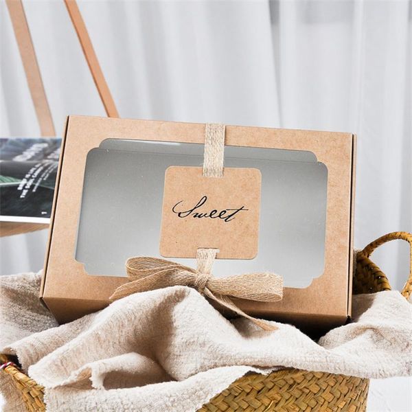

gift wrap 5pcs kraft paper pvc window packing box retro rectangular snowflake crisp cookies boxes wedding year party decoration