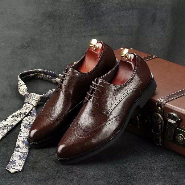 

vintage men derby shoes lace up shoes business shoes, Black