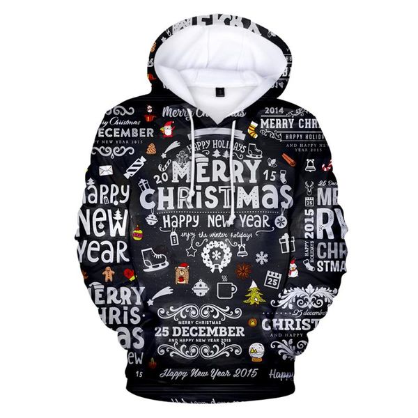 

men's hoodies & sweatshirts personality funny merry christmas men/women happy year hoodie clothes boy/girls 4xl, Black