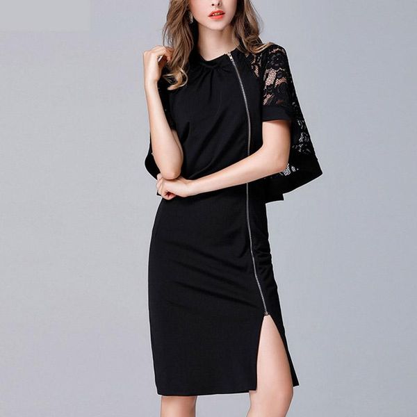 

casual dresses 2021 spring summer large bat shawl sleeveless zipper ccardigan women's black dress, Black;gray