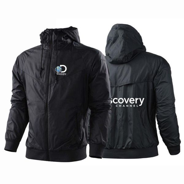 

men's hoodies & sweatshirts discovery channel logo men 2021 printing spring autumn outdoor climbing fashion windbreaker jacket sportswe, Black