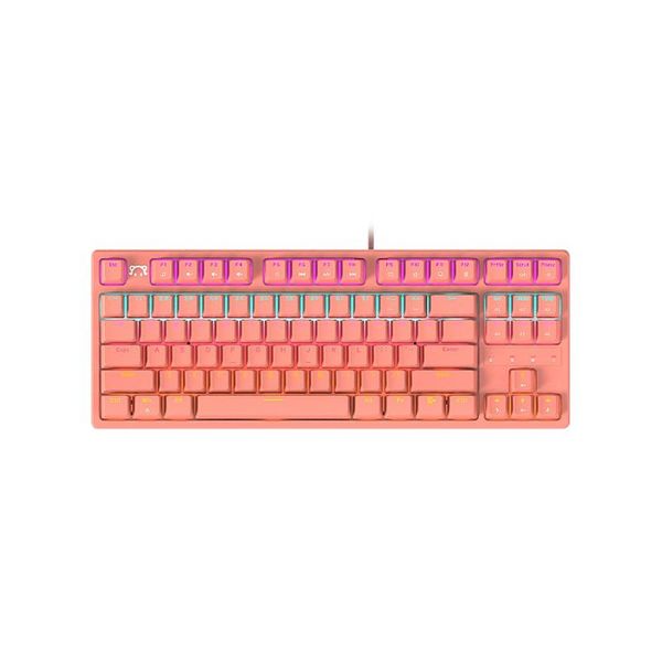 

keyboards daidai stk130 87 keys usb wired mechanical keyboard mixed light gaming office ergonomic design pink/black