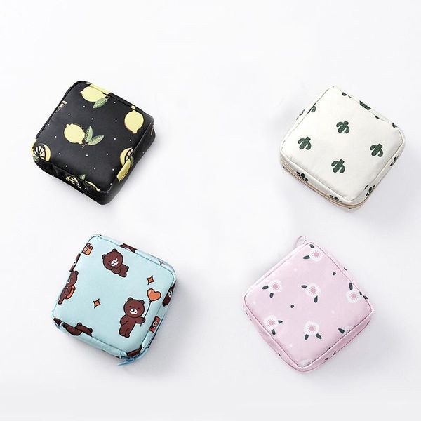 

mini makeup bags zipper girl sanitary pad bag card holder coin purse cosmetics headphone case pouch storage