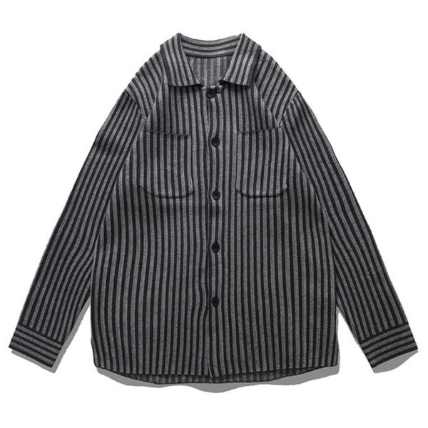 

men's jackets comfortable and loose knit jacket men cardigan button up fashion black striped sweater coat winter hip hop korean clothes, Black;brown