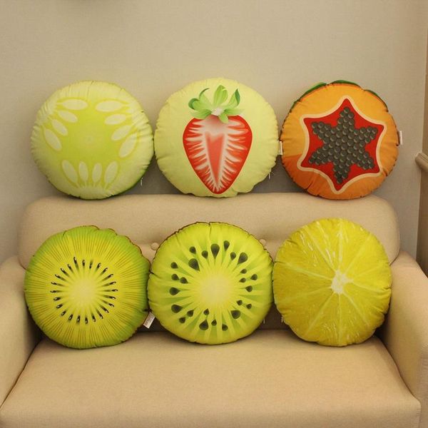 

outdoor pads strawberry lemon fruit printing round pillow plush soft and comfortable camping cute mini car waist cushion sofa