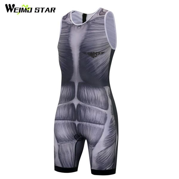 

racing sets weimostar triathlon cycling jersey set men summer sleeveless bicycle clothing quick dry mtb one piece skinsuit, Black;blue