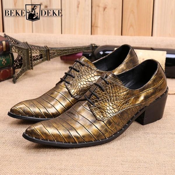 

dress shoes men pointed toe genuine leather england style club party casual snake print high heel male plus size 46, Black