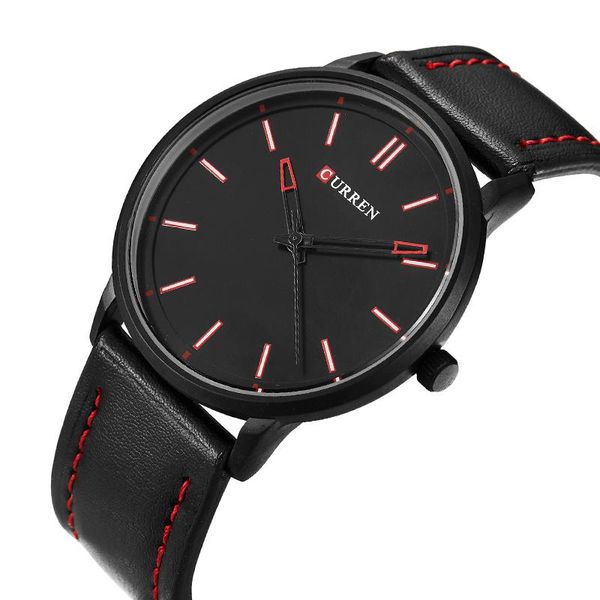 

wristwatches curren 2021 fashion clock thin case black red leather men's quartz watches creative waterproof, Slivery;brown