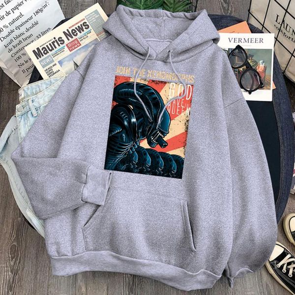 

men's hoodies & sweatshirts join the xenomorphs print man sweatshirt long sleeve fleece casual hooded pullover vintage cartoons hoody p, Black