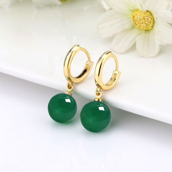 

natural green agate pearl earrings long female fashion net red earrings gift, Black
