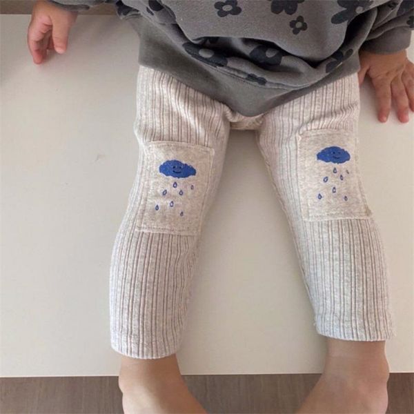 

spring knee patch baby pants toddlers kids girls leggings boys ribbed long pants children elastic pants 211028, Blue