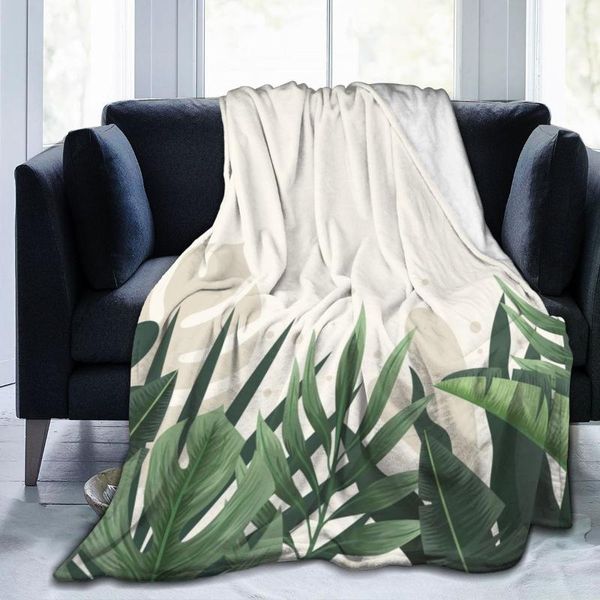 Coperte Coperta unica per amici di famiglia Stampa di foglie tropicali Durevole Super morbida Comoda per il regalo a casa