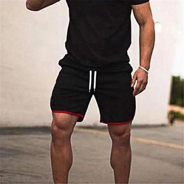

summer men's shorts fashionable elastic rope stretch mesh pocket casual plain sports straight mid short, White;black