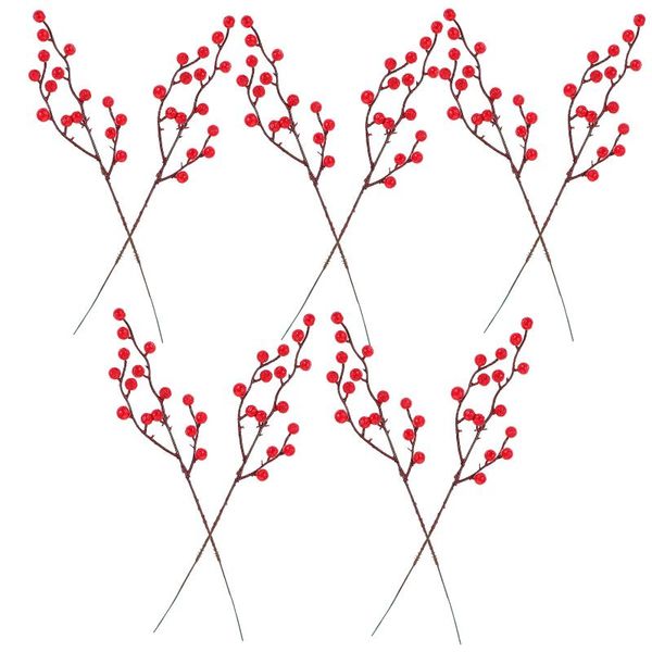 

decorative flowers & wreaths 10pcs artificial diy red berries picks fake stems christmas tree decoration