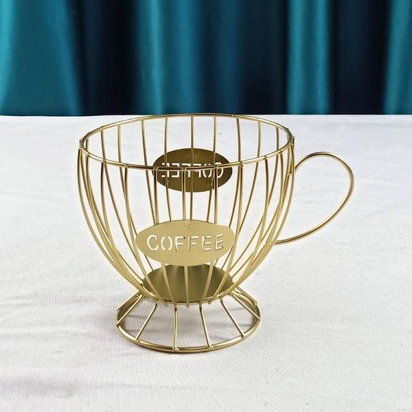 

coffee cup woven iron wire hollow storage frame fruit snack basket p31e baskets