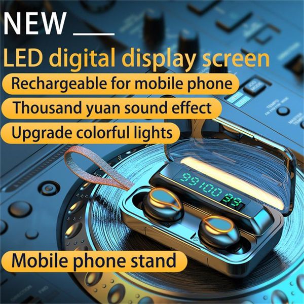 

stereo wireless mini earphones bt 5.1 sports earbuds headset ergonomic design noise canceling headphones with display screen cell phone